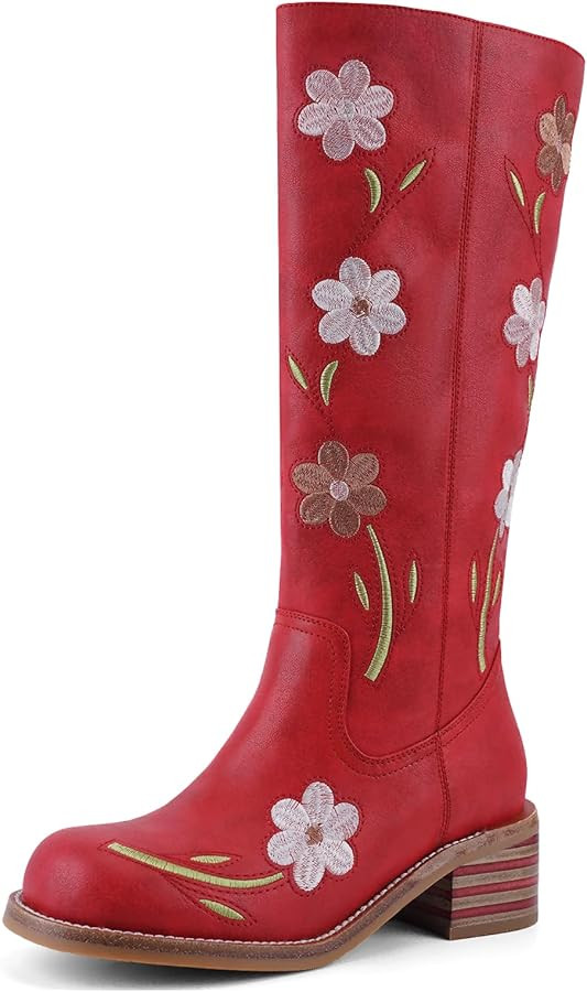 Women's Knee High Boots Square Toe Chunky Block Heel Long Boots for Women Comfortable Low Heel Wo... | Amazon (US)