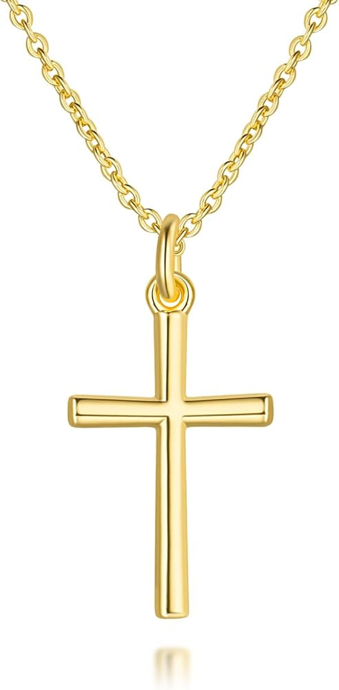 AMELINE 14K Gold Cross Necklaces for Women Gold Cross Chain Minimalist Cross Pendant Small Cross ... | Amazon (US)