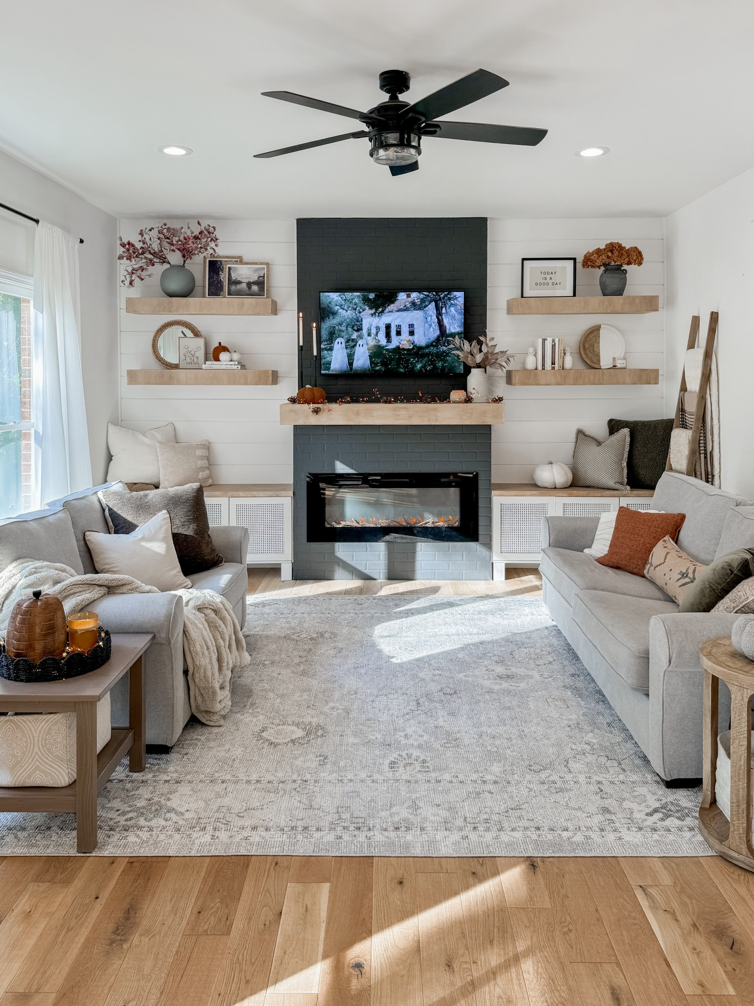 Living room rug, round end table, and fireplace linked!
RUG is on sale for 57% off 🤯 an 8x10 is only $217 right now!!! 

**I also linked the 1/4” thick rug pad we have 

#LTKHome