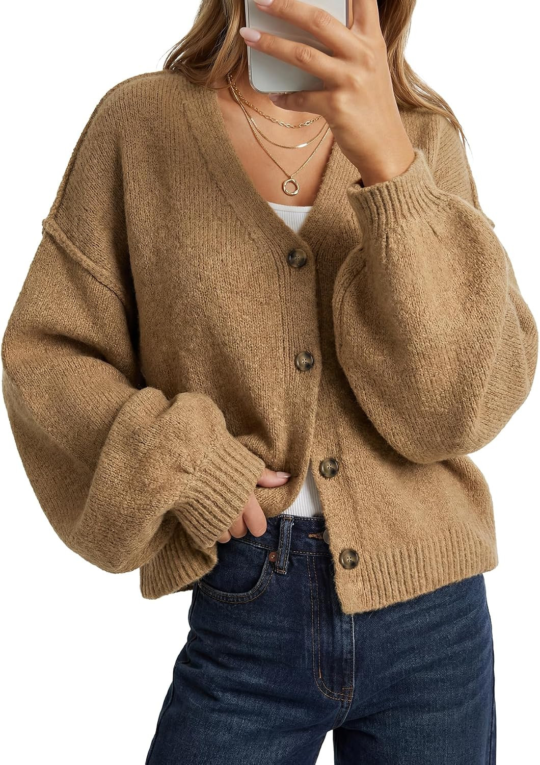 LYANER Women's Chunky Knit Cardigan Sweater Tops | Amazon (US)