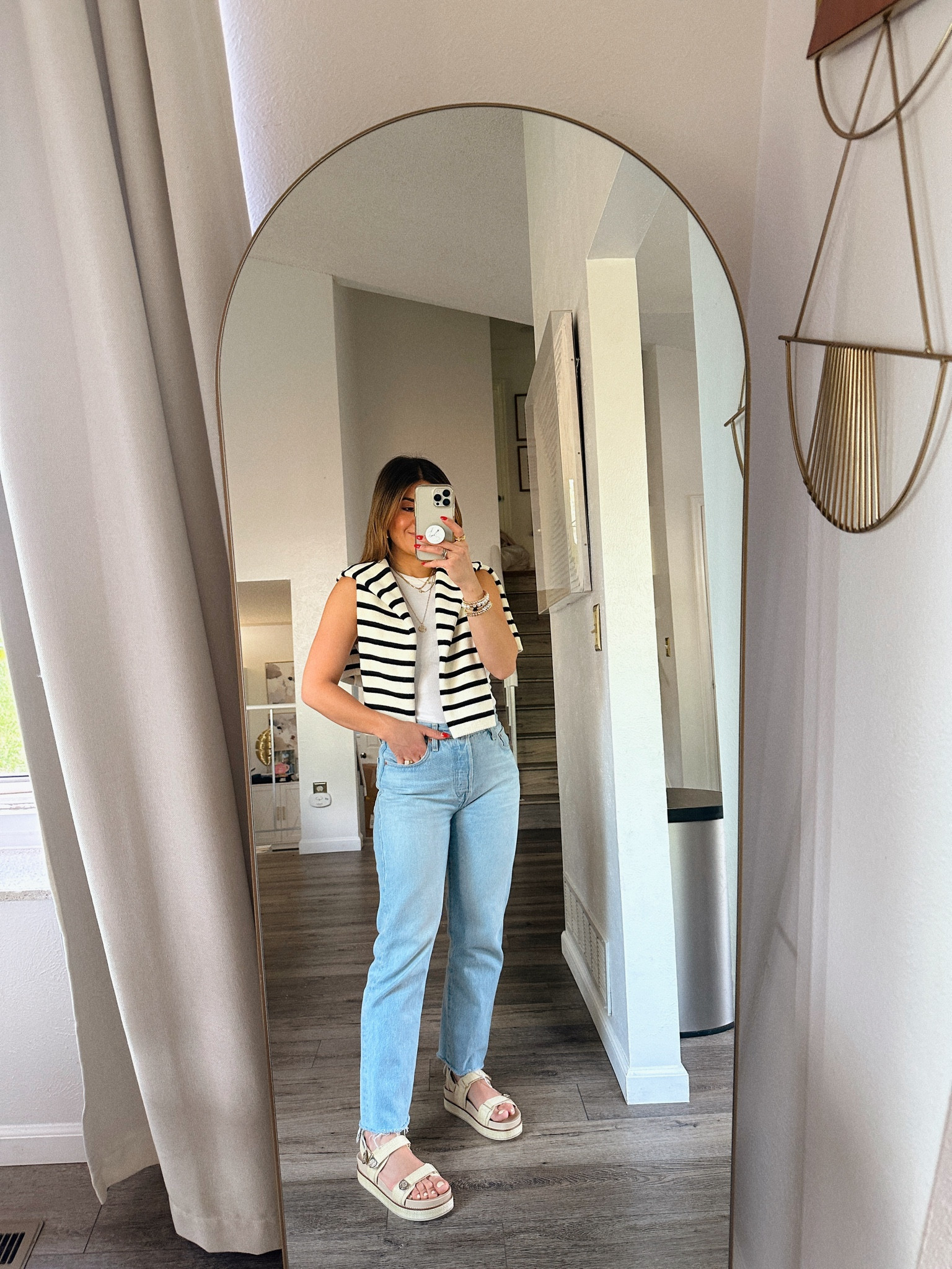 One of my favorite basic denim looks! 
Tank top is only $8 and it feels so luxe! I love it! 
Tank top size xs
Jeans size 25
Sandals are 20% off with code “beach day"

#LTKFindsUnder100 #LTKShoeCrush #LTKFindsUnder50