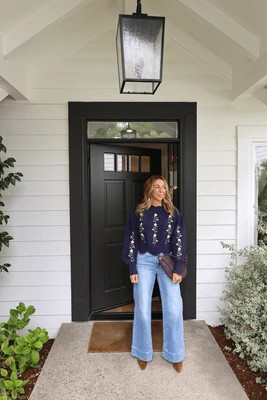 Mable Embroidered Scalloped Hem Sweater | Social Threads
