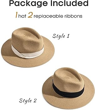 FURTALK Panama Hat Sun Hats for Women Men Wide Brim Fedora Straw Beach Hat UV UPF 80+ | Amazon (US)