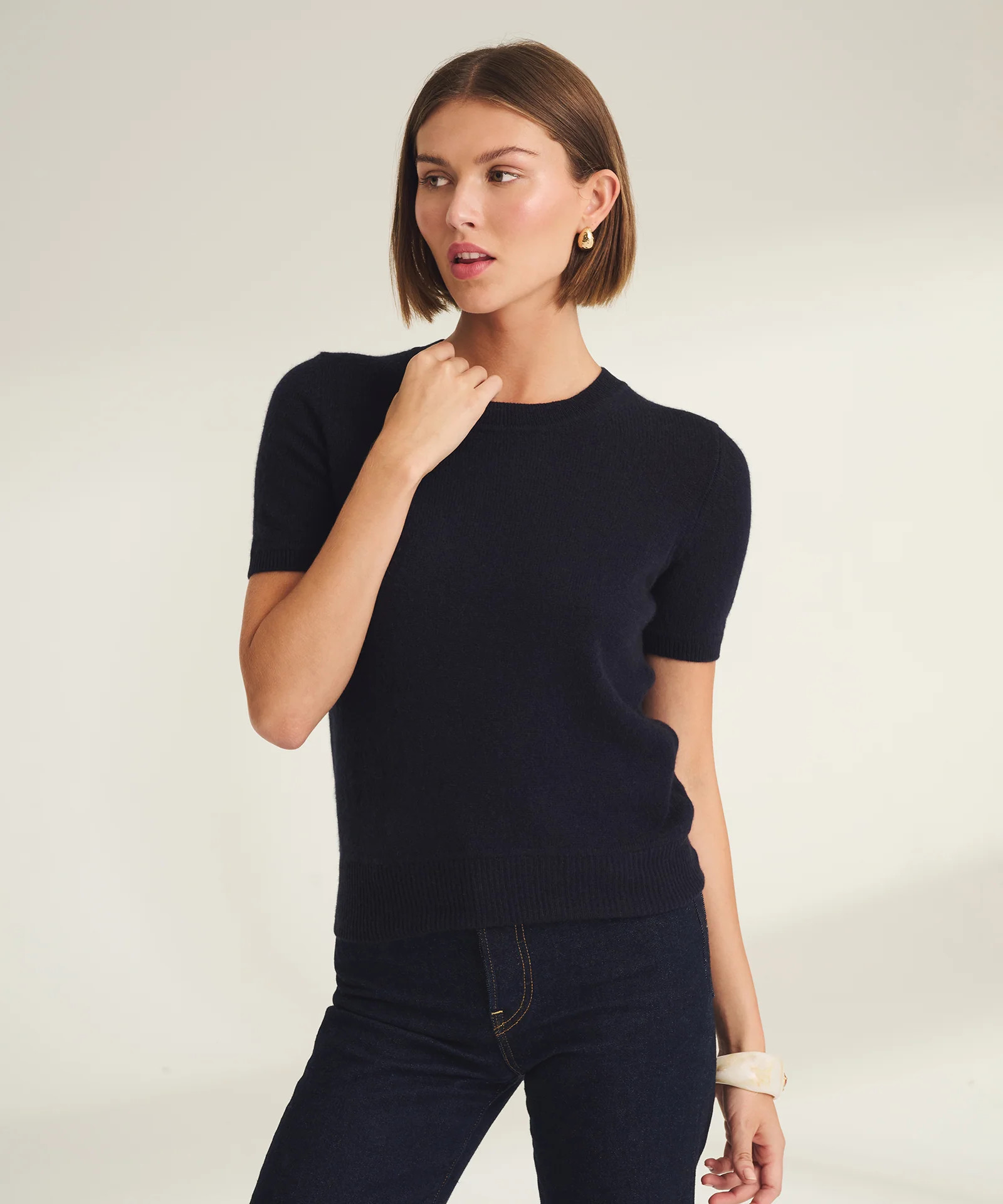 Lightweight Cashmere Short Sleeve Sweater | NAADAM