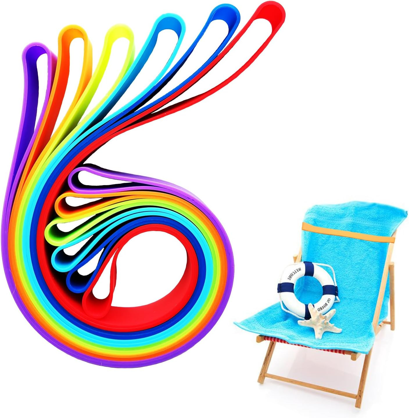 6 Pack Towel Clips for Chairs, Silicone Towel Bands for Cruise Chairs, Multi-Functional Beach Tow... | Amazon (US)