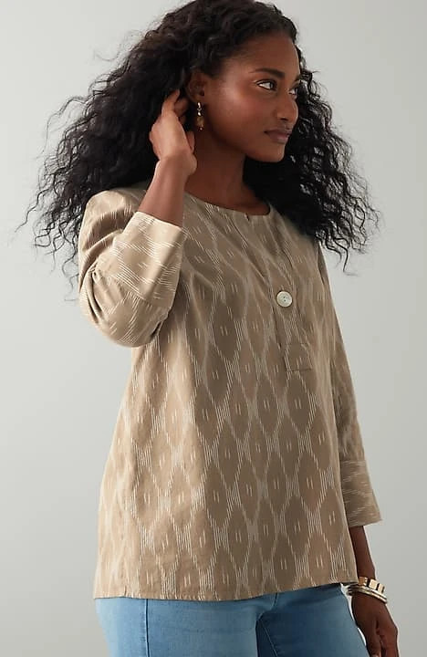 Pure Jill Single-Button Ikat Top | J. Jill