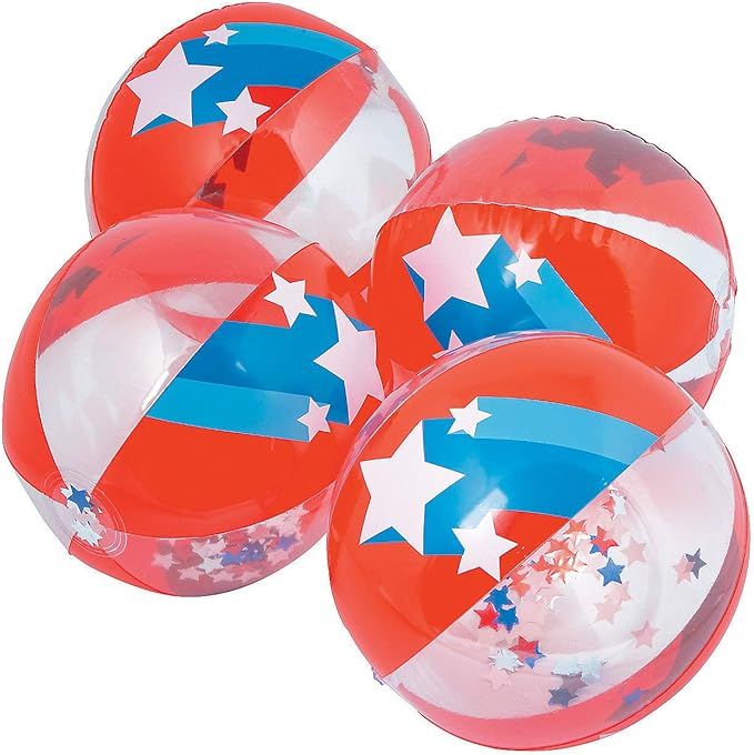 Fun Express - Patriotic Confetti Beach Ball for Fourth of July - Toys - Inflates - Beach Balls - ... | Amazon (US)
