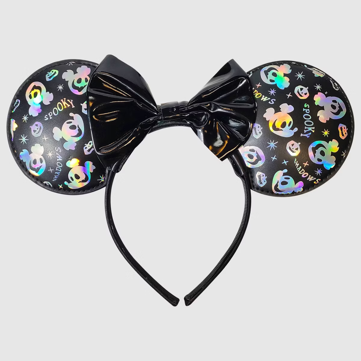 Girls' Minnie Mouse Holographic Halloween Ear Headband - Black | Target