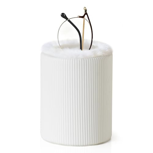 Mkono Plush Lined Glasses Holder for Nightstand PU Leather Protective Eyeglasses Holder Stand Case Anti-scratch Glasses Storage Organizer for Table, Desk, Office | Amazon (US)