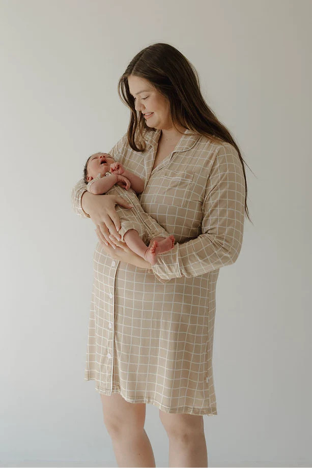 Women's Bamboo Sleeping Dress | Grid | Forever French
