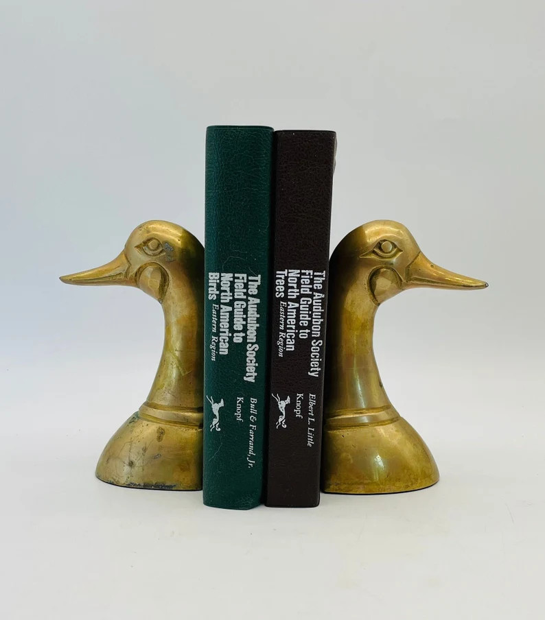 Vintage Brass Duck Head Bookends - Etsy | Etsy (US)