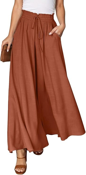 Dokotoo Pants for Women Casual Elastic Waist Wide Leg Pants with Pockets | Amazon (US)