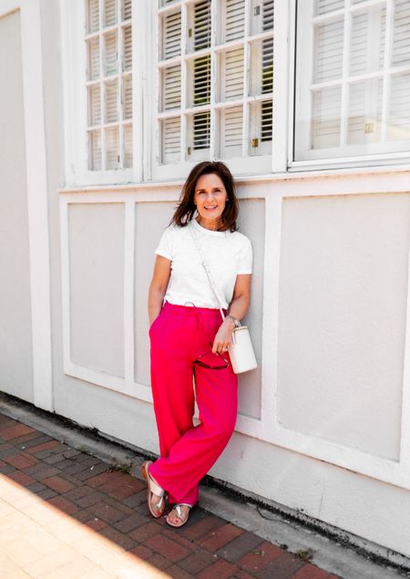 Petite relaxed linen pants great for the days you need to cover your legs.  Petite friendly white tee that pairs beautifully with linen and lighter fabrics.
#ltkpetite #petitee

#LTKstyletip #LTKover40 #LTKSeasonal
