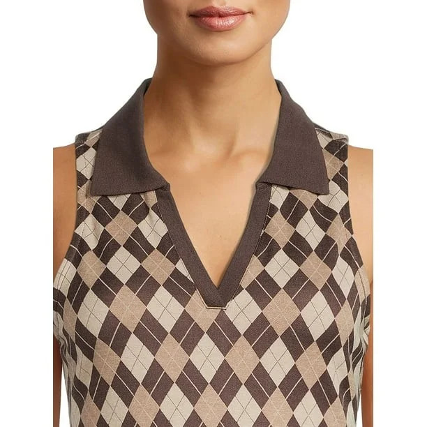 Madden NYC Women's Juniors' Sleeveless V-Neck Polo Mini Dress | Walmart (US)