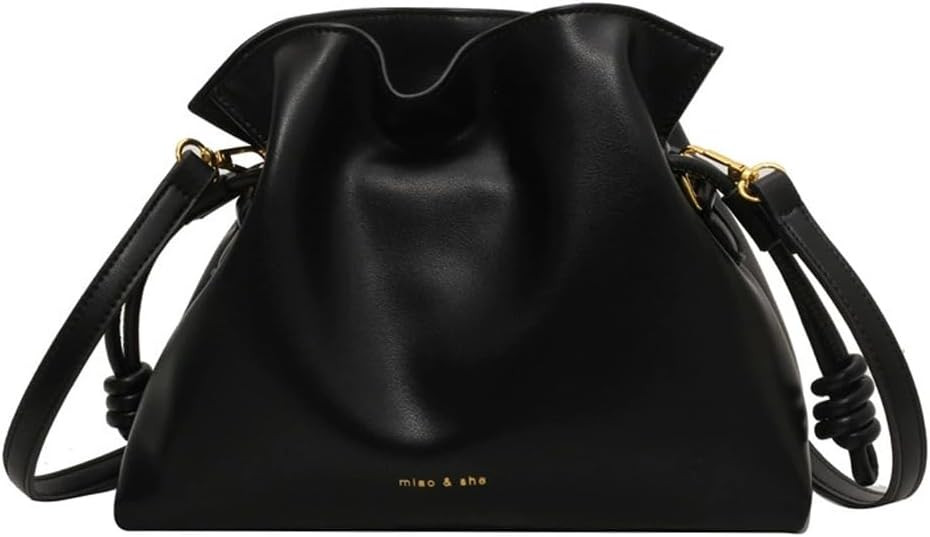 Women's Cloud Drawstring Bucket Bag, Fashionable Minimalist Handbags Versatile PU Leather Crossbo... | Amazon (US)