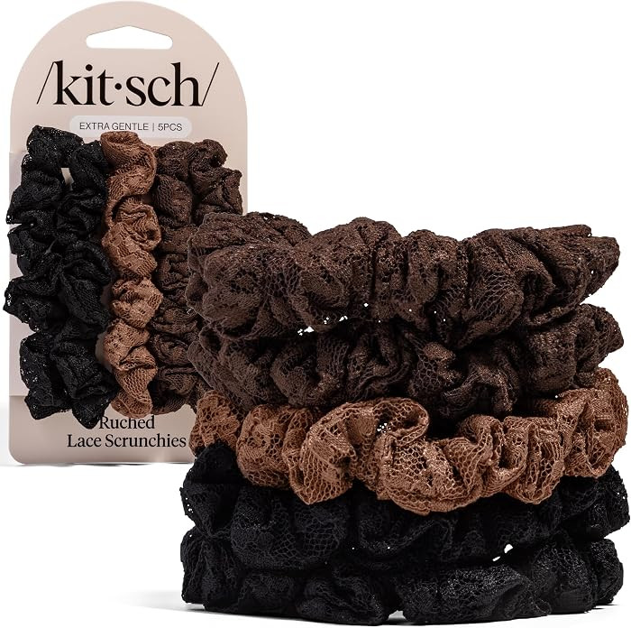 No Crease, Gentle Hold, Frizz-Free Hair Ties \u2013 Soft Ruched Lace Hair Accessories for All Hai... | Amazon (US)