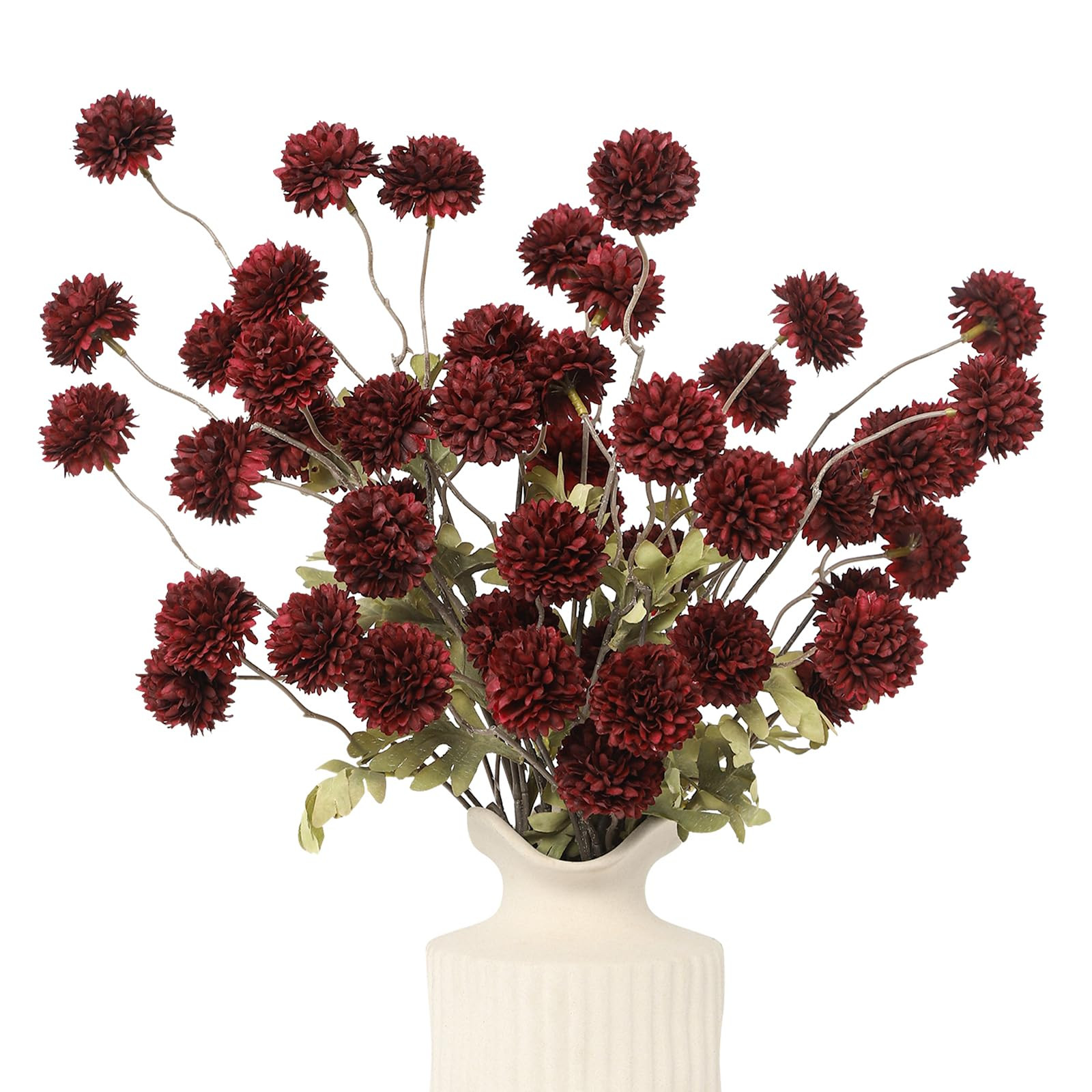 DuHouse 6pcs Artificial Flowers Faux Silk Pompon Mum,Silk Small Mini Chrysanthemum Ball with Stem... | Amazon (US)