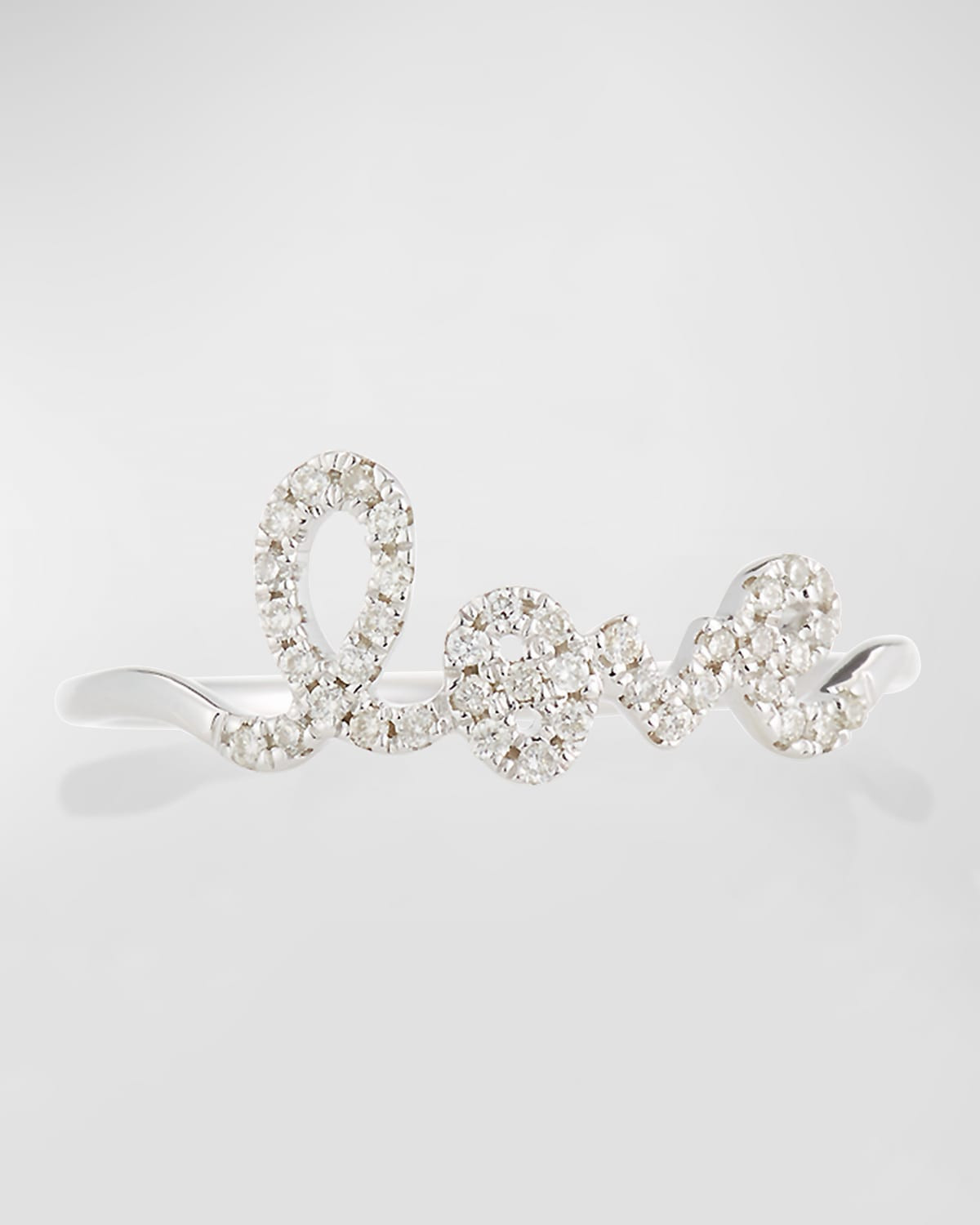 14k White Gold Diamond Love Script Ring, Size 6.5 | Neiman Marcus