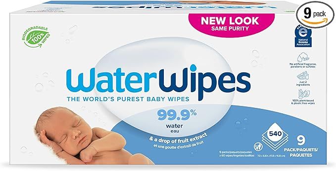 Amazon.com: WaterWipes Biodegradable Original Baby Wipes, 99.9% Water Based Wipes, Unscented & ... | Amazon (US)