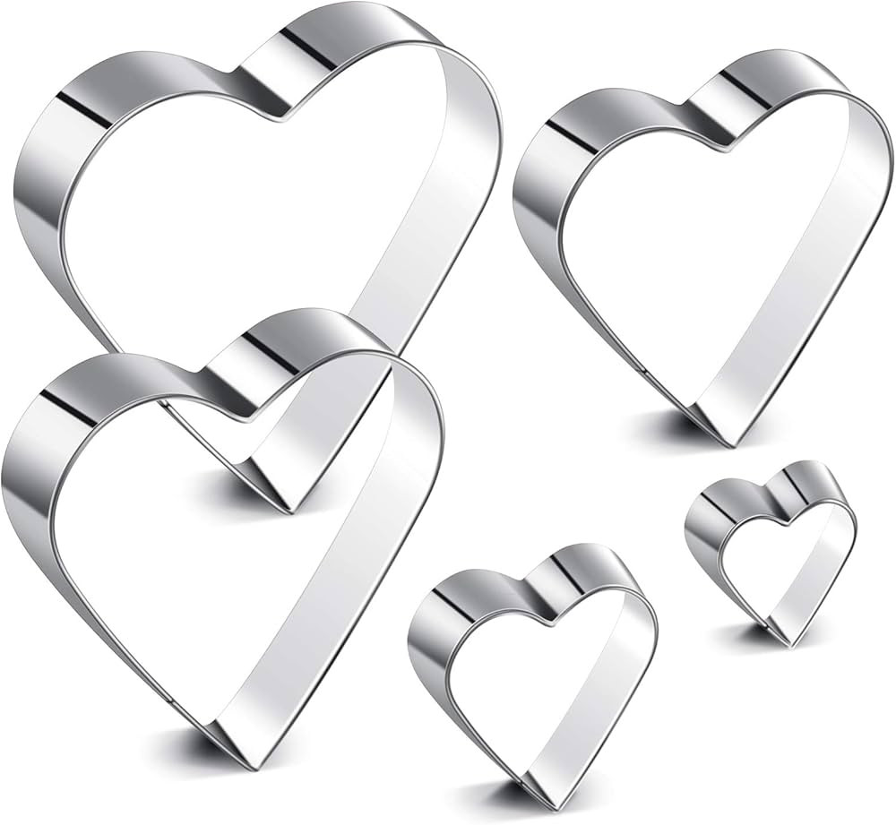 Patelai 5 Pieces Heart Shape Cookie Cutter Set Valentine Cookie Cutter Stainless Steel Heart Cutt... | Amazon (US)