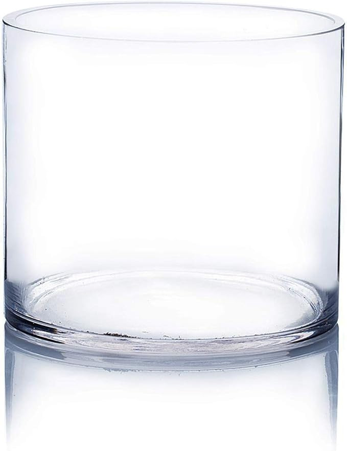 WGV Cylinder Vase, Width 6", Height 6", Clear Glass Container Terrarium Candle Holder for Wedding... | Amazon (US)