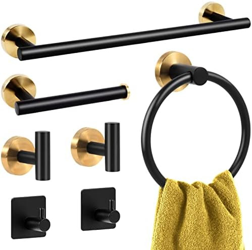 Amazon.com: DYRECELVE Bathroom Hardware Set 7 Pieces, Towel Bar Set Stainless Steel Wall Mounted,... | Amazon (US)