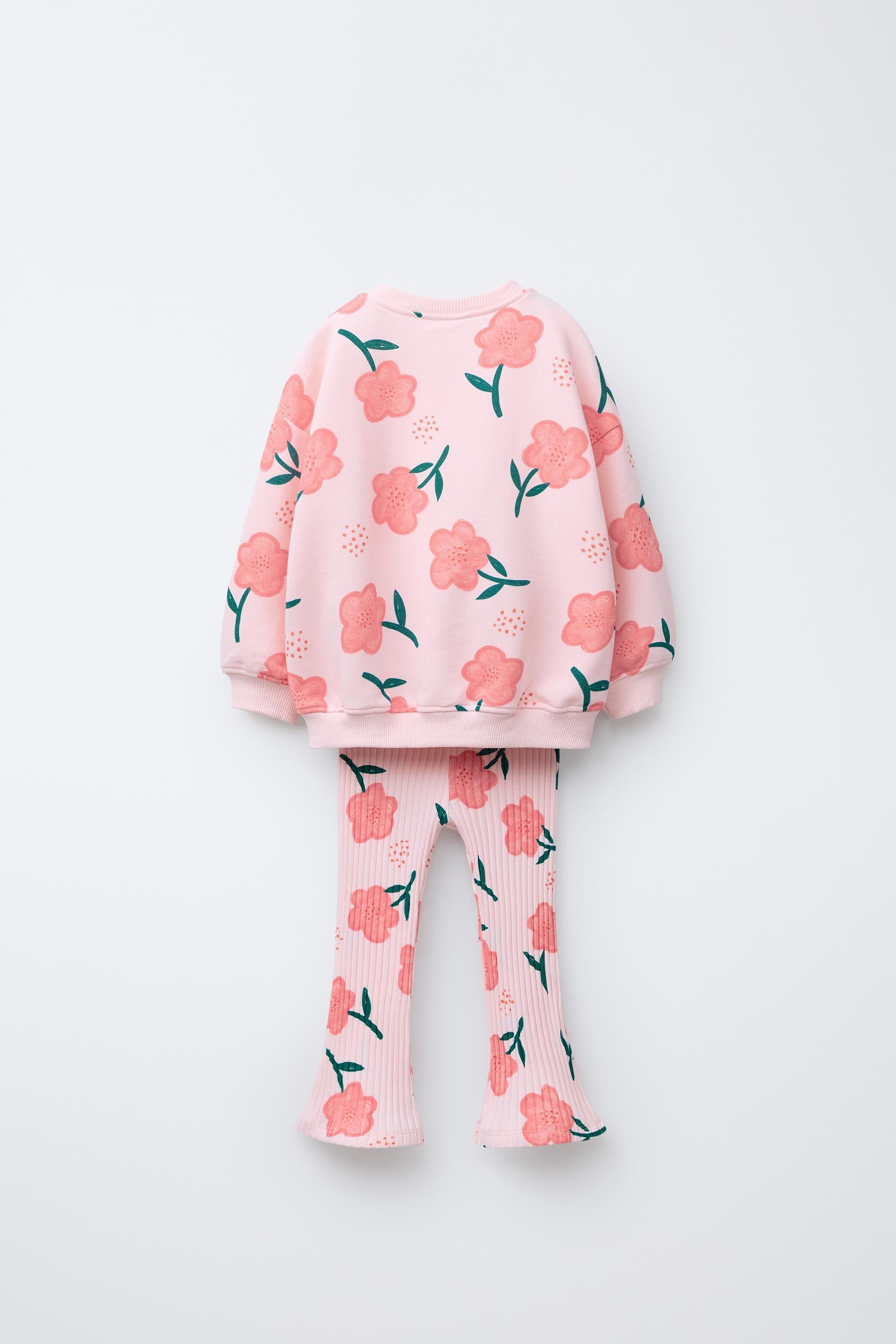 PRINTED RIB FLARE SWEATSHIRT AND LEGGING SET | Zara US