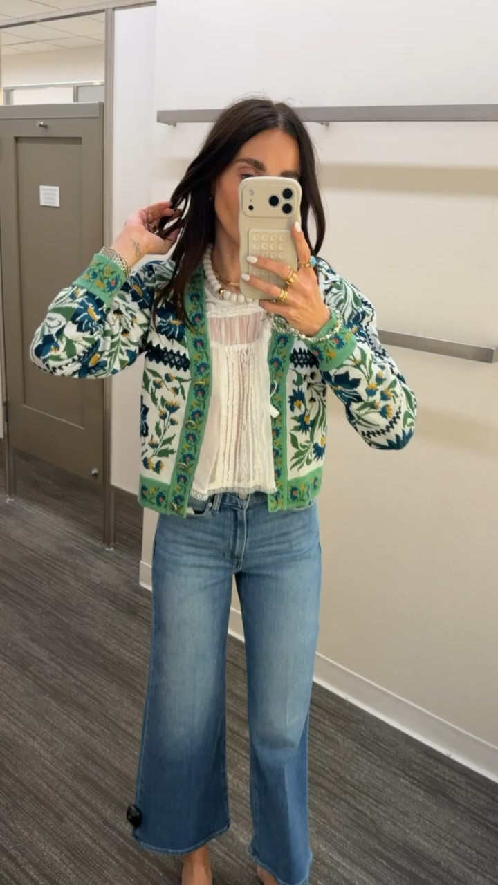 Farm Rio cardigan, casual chic, feminine style, floral cardigan, weekend style, Sunday brunch, annabrstyle

#LTKOver40 #LTKootd