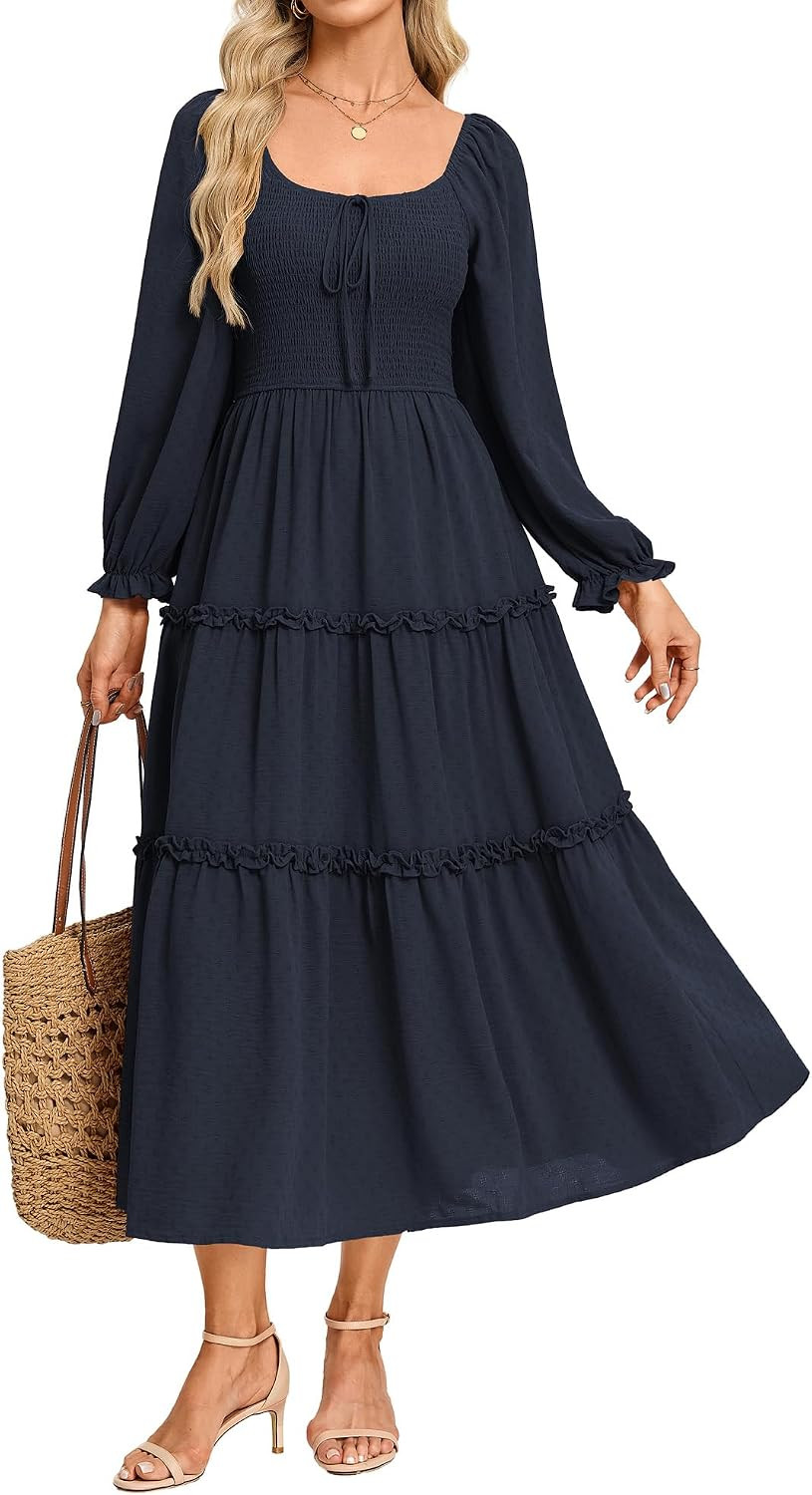 GRACE KARIN Womens Boho Fall Long Sleeve Floral Maxi Dress | Amazon (US)