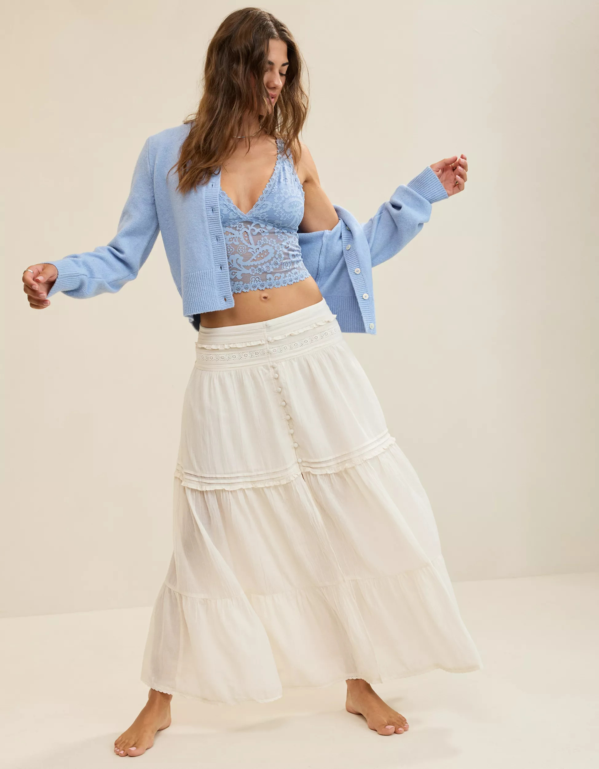 Show Off Paisley Lace Padded Plunge Tank Top | Aerie