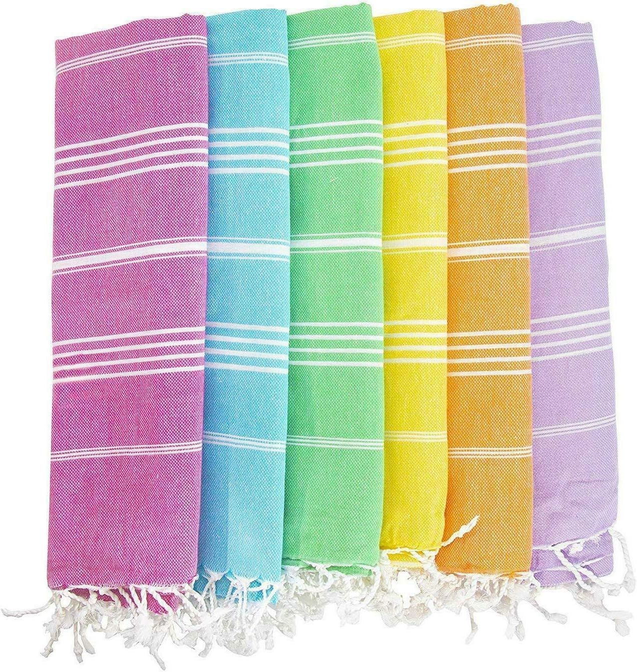 HAVLULAND (Set of 6) 100% Turkish Cotton Beach Towels (71"X39") Prewashed for Soft Feel - Oversized  | Amazon (US)