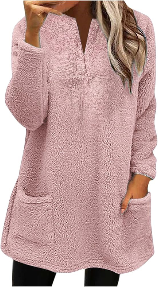 TAPIYANG Fuzzy Fleece Sweatshirts Women Plush Thermal Sweatshirt Winter Warm Thicken Sweatshirts ... | Amazon (US)