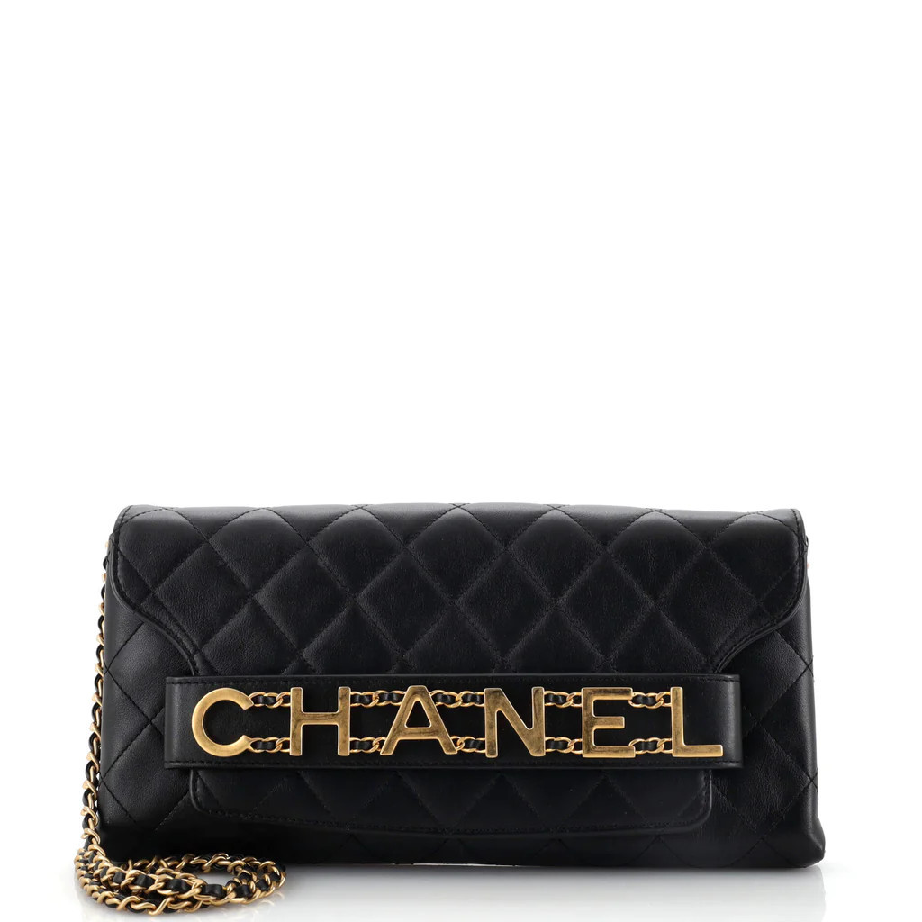 Logo Enchained Flap Clutch Quilted Calfskin Small | Rebag