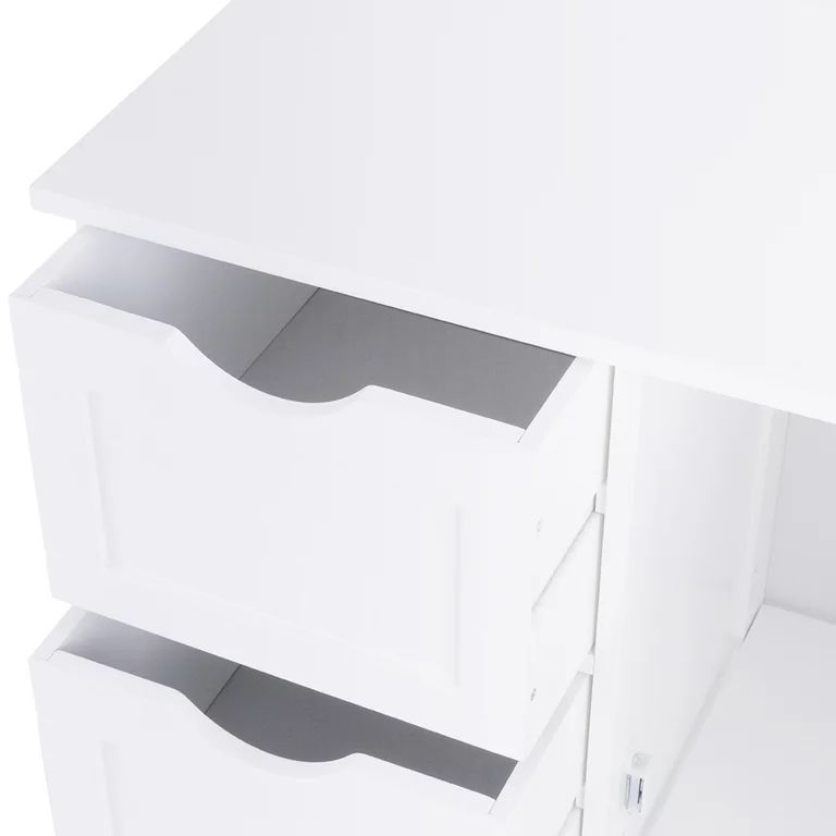 Costway Wooden 4 Drawer Bathroom Cabinet Storage Cupboard 2 Shelves Free Standing White | Walmart (US)