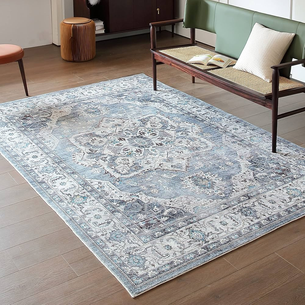 Vowkten 5x7 Area Rugs Machine Washable Boho Rug Non-Slip Persian Vintage Low Pile Rugs for Living... | Amazon (US)