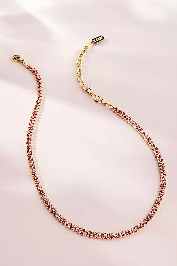 Lionette Marais Crystal Tennis Necklace By Lionette in Pink | Anthropologie (US)