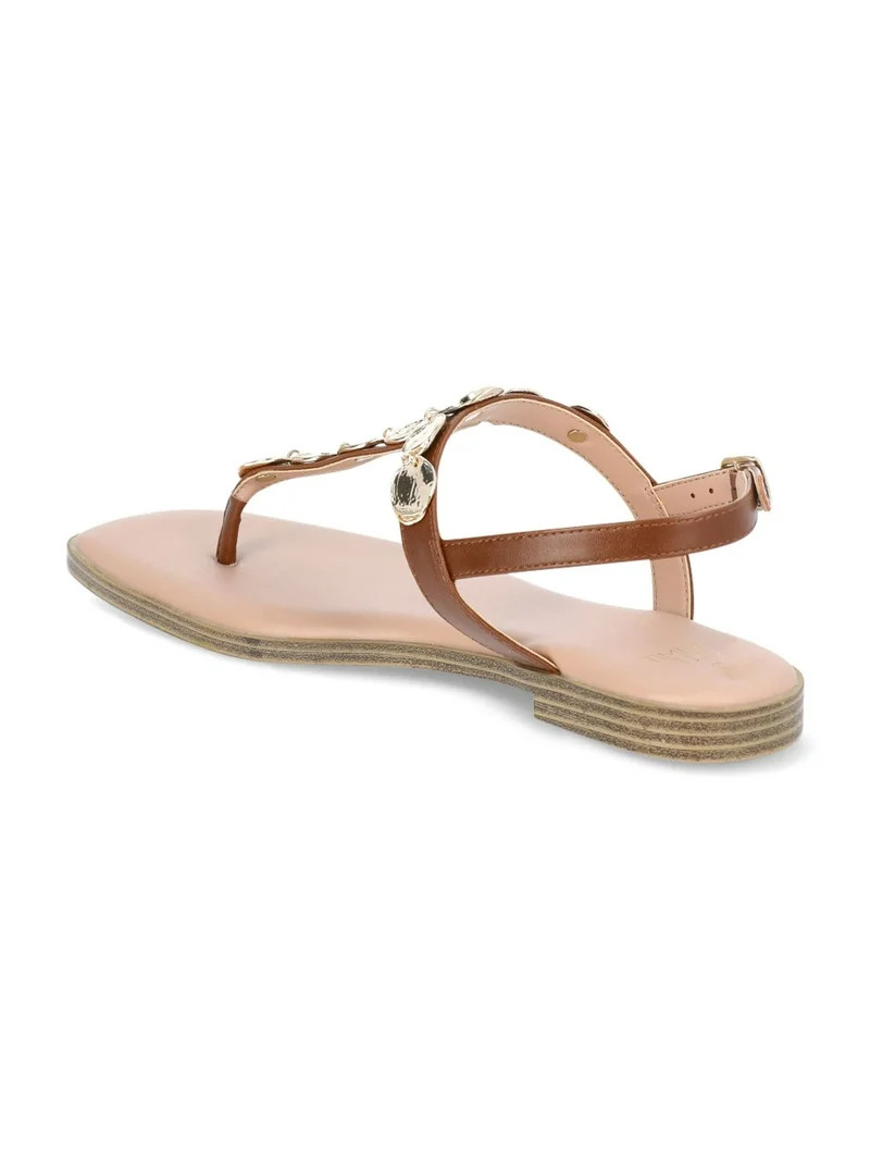 Time and Tru Women's Coin Embellished Thong Sandals | Walmart (US)