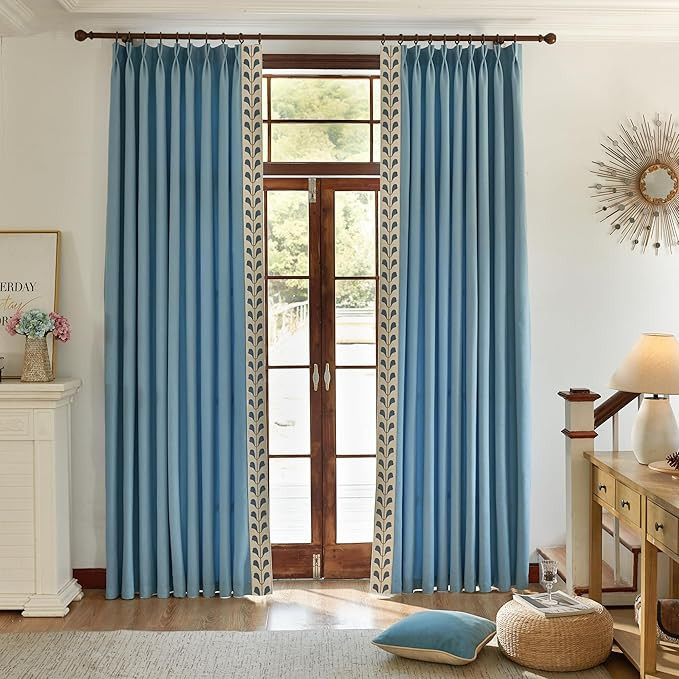 VisionaryHomeDesign Cotton Linen Solid Room Darkening Window Curtain Panel with Lining and Hooks,... | Amazon (US)