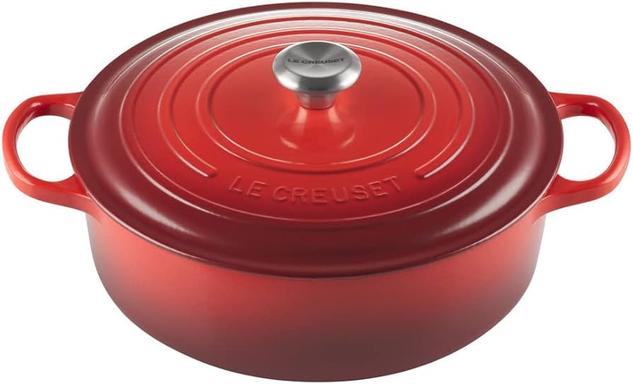 Le Creuset Enameled Cast Iron Signature Round Wide Dutch Oven, 6.75 qt., Cerise | Amazon (US)