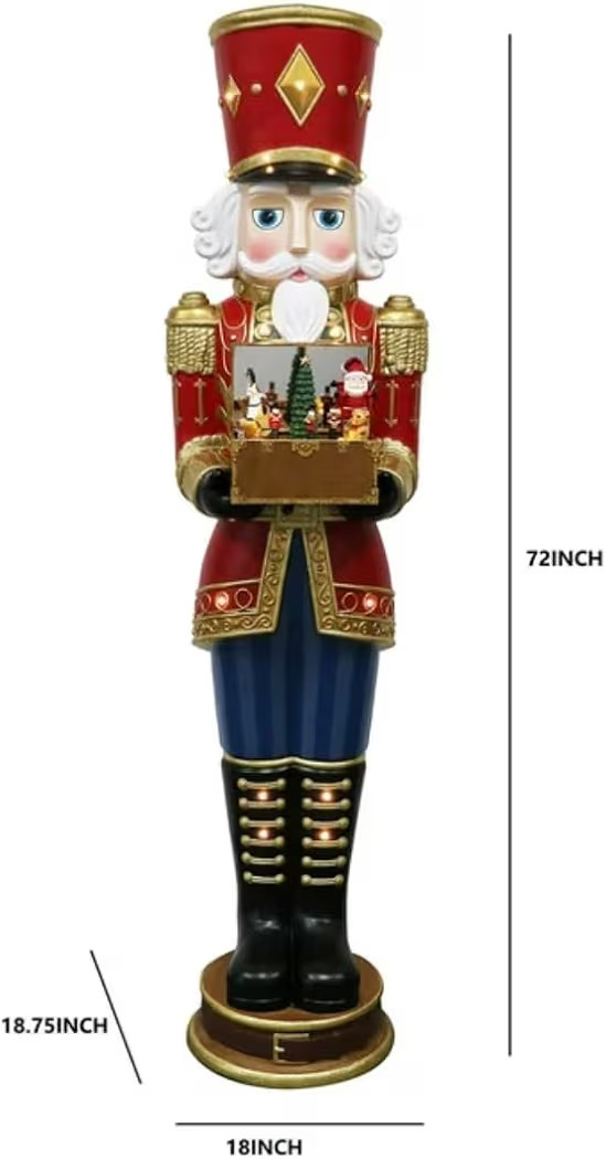 6' LED Metallic Grand Nutcracker with Music - Off White | Amazon (US)