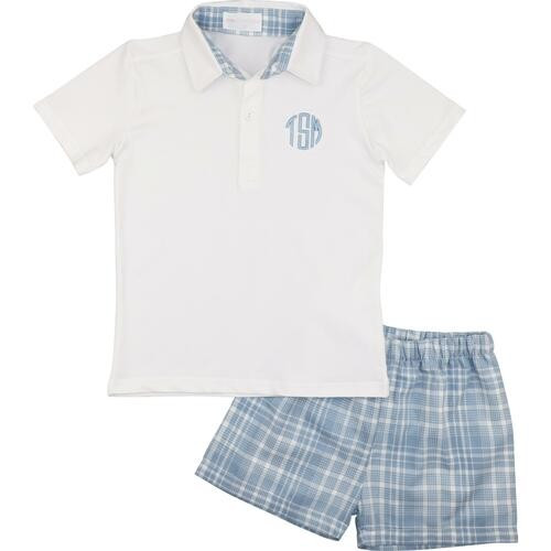 Blue Plaid Polo Short Set | Cecil and Lou