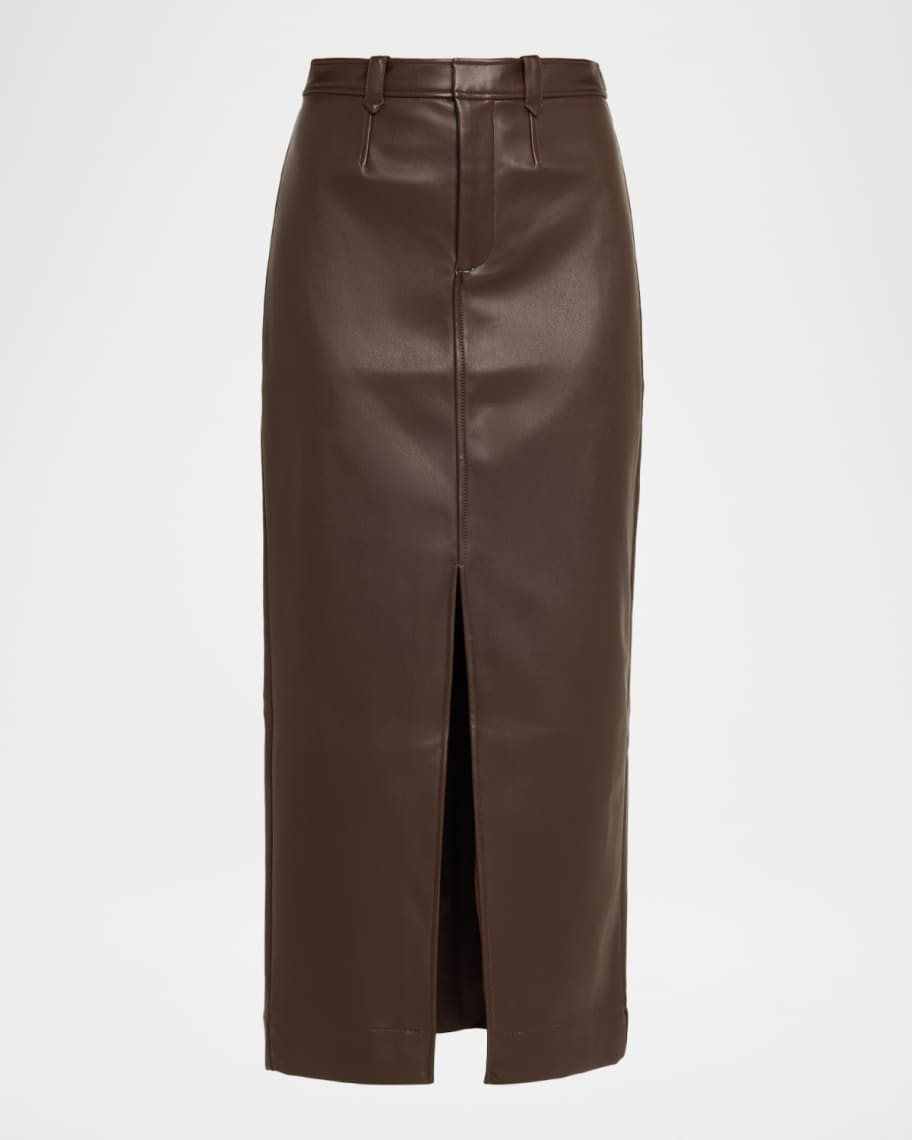 Toccin Meg Vegan Leather Midi Skirt | Neiman Marcus