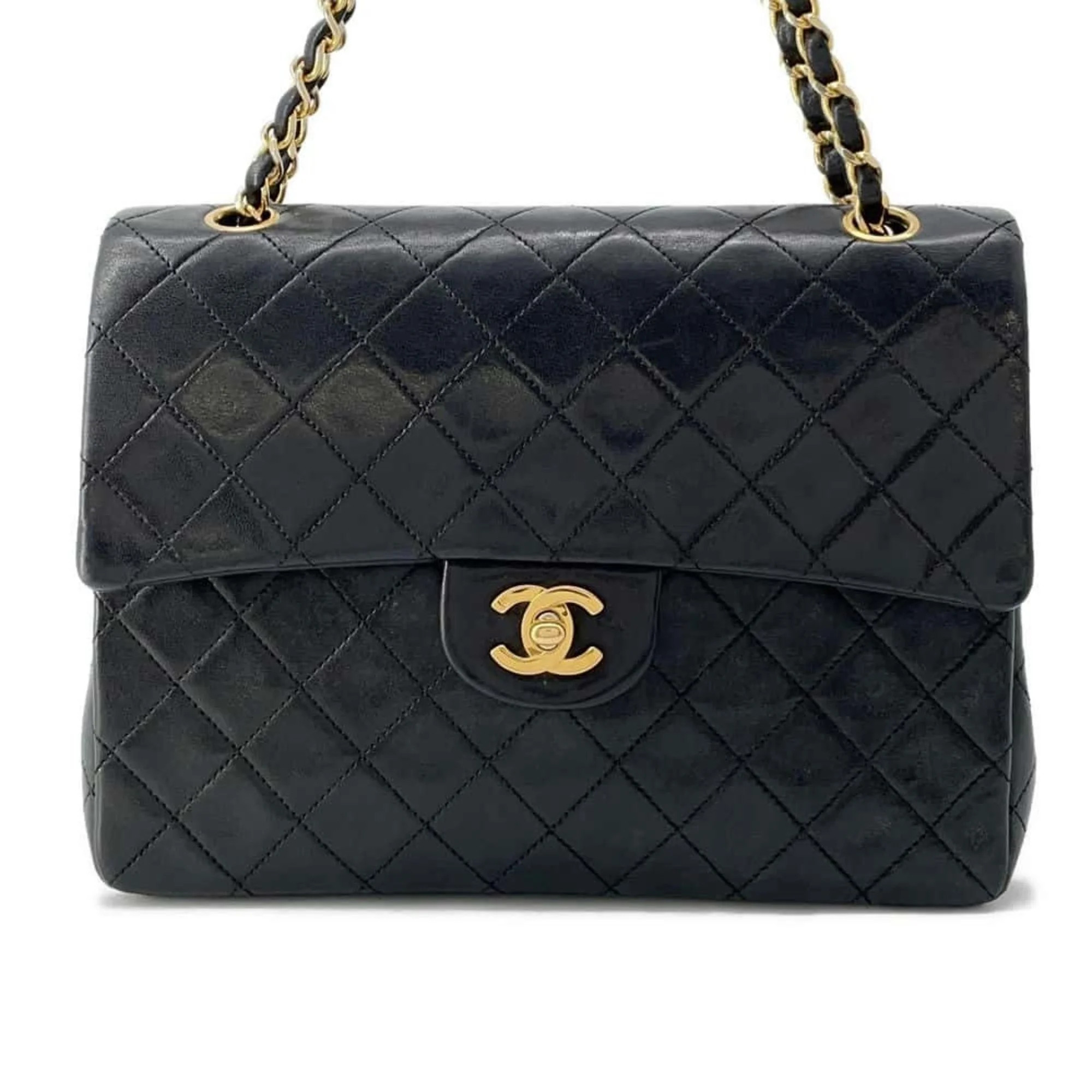 Pre-Owned Chanel Chain Shoulder Bag Matelasse 25 Coco Mark Lambskin Double CHANEL Black (Good) | Walmart (US)