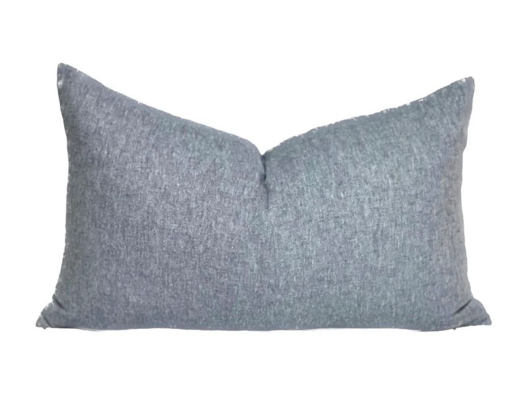Linen Pillow Cover in Blue, Blue Lumbar Pillow Cover, French Country Blue Throw Pillow, Farmhouse... | Etsy (US)