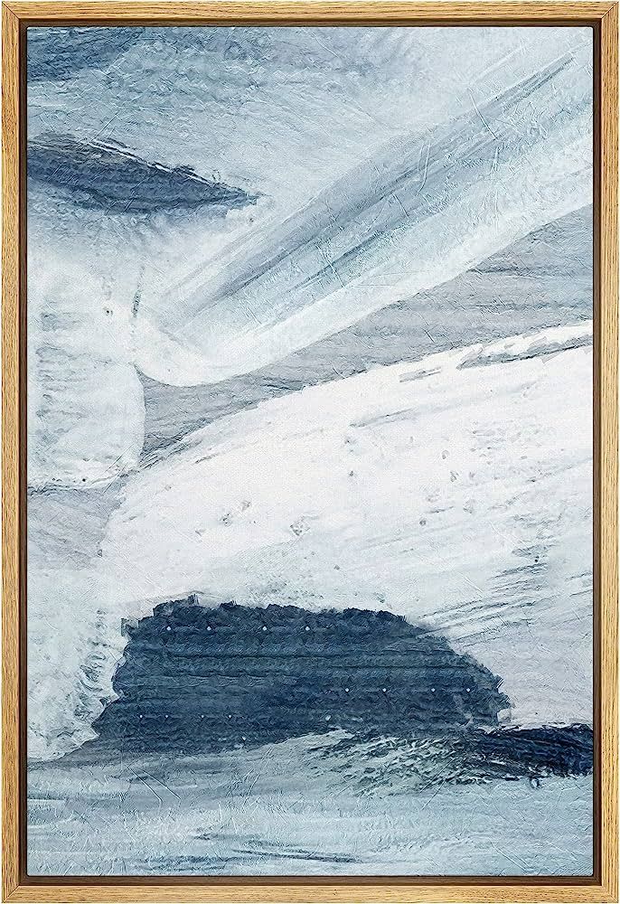 SIGNWIN Framed Canvas Print Wall Art Blue White Brush Stroke Landscape Abstract Shapes Illustrati... | Amazon (US)