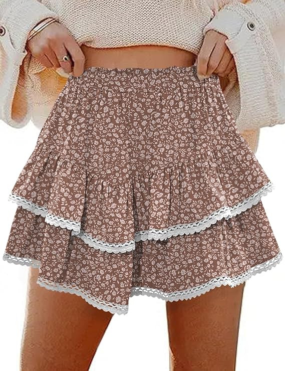 LOMON Flowy Skorts for Women Ruffle Tiered Skorts Casual High Waist Mini Skirts Tennis Golf Croch... | Amazon (US)