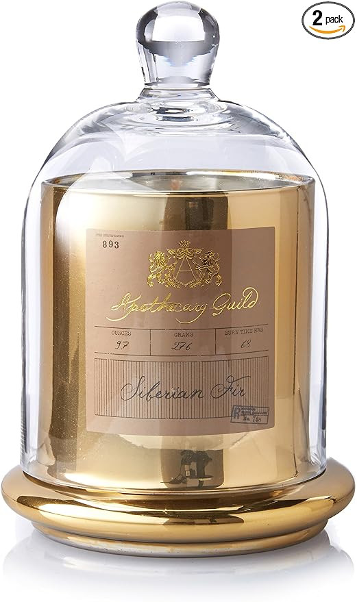 Zodax Apothecary Guild Scented Candle Jar w/Glass Dome Medium Gold Siberian Fir | Amazon (US)