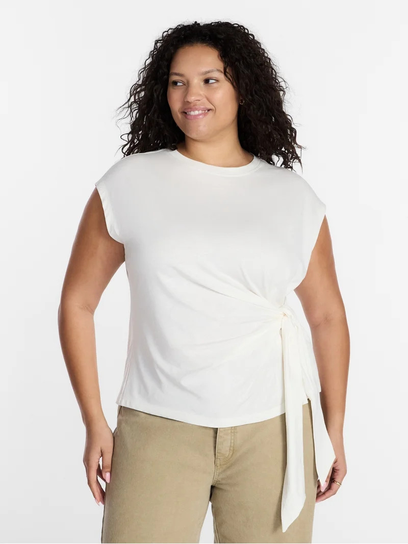 Terra & Sky Women\u2019s Plus Side Tie Dolman Tee, Size 0X-5X | Walmart (US)