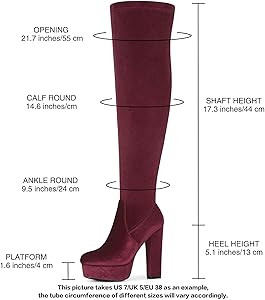 Perphy Platform Thigh High Boot Velvet Over the Knee Boots for Women | Amazon (US)