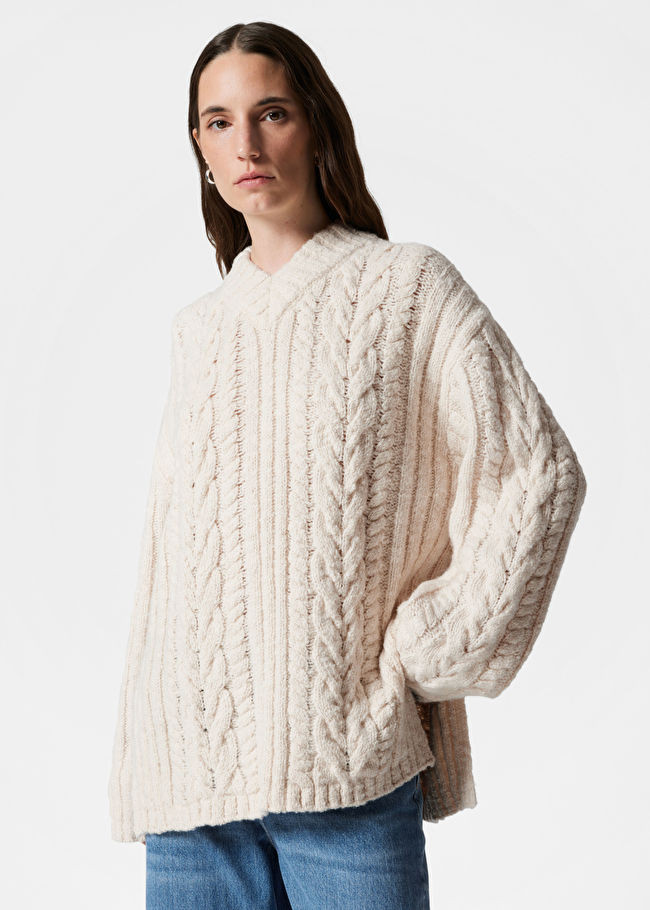 Cable-Knit V-Neck Jumper | & Other Stories (EU + UK)